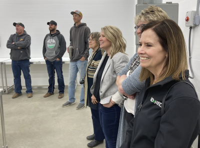 Erin Oban, North Dakota director for USDA Rural Development, third from right, visited Edgeley's new meat processing plant, Butcher's Edge, on her listening-and-learning tour across rural North Dakota.