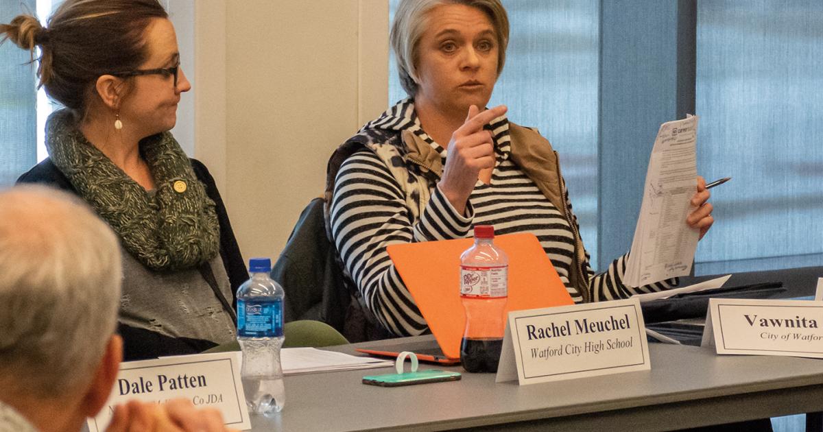 Vawnita Best, community development director for Watford City, engages a group of local leaders and petroleum industry representatives on the importance of obtaining an accurate 2020 Census count in oil country.