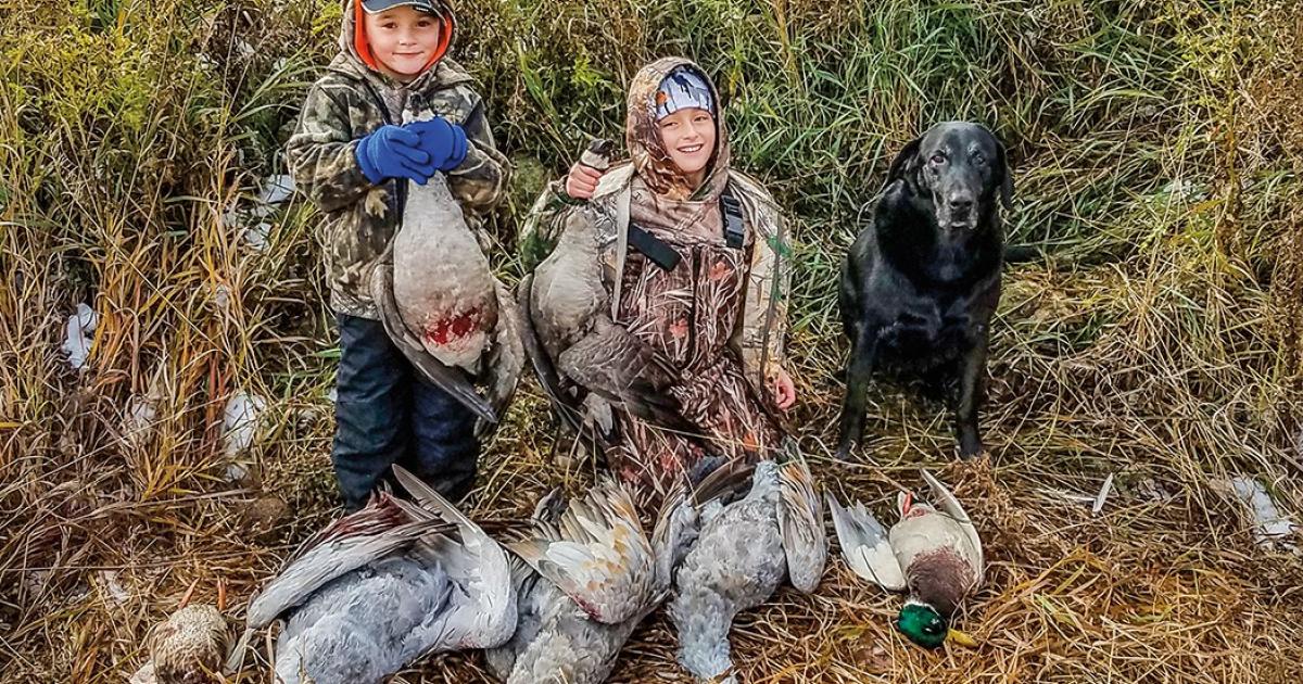 Waterfowl hunting is a favorite Sieg family activity, including for their beloved 12-year-old black lab, Bandit. Courtesy photos