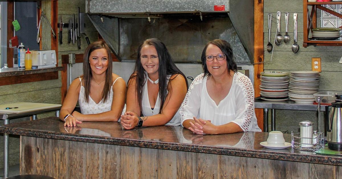 Dixie Brown, right, owns and operates Dixie's Cafe in Keene with the help of her daughters, Kennidy Chapin, left, and Cassidy Rink. PHOTO BY ANDREW SPRATTA/MCKENZIE ELECTRIC COOPERATIVE