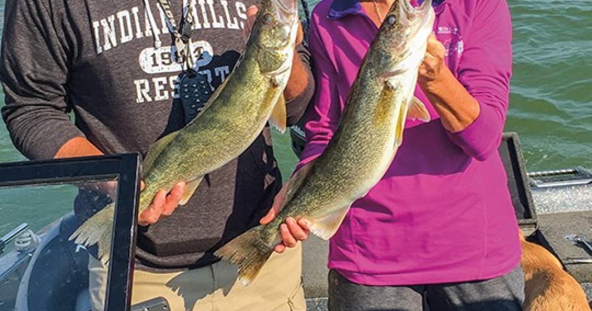 Dale and Kelly Sorge, owners of Indian Hills Resort, enjoy a rare moment fishing together off a borrowed boat on Lake Sakakawea! Courtesy Photo