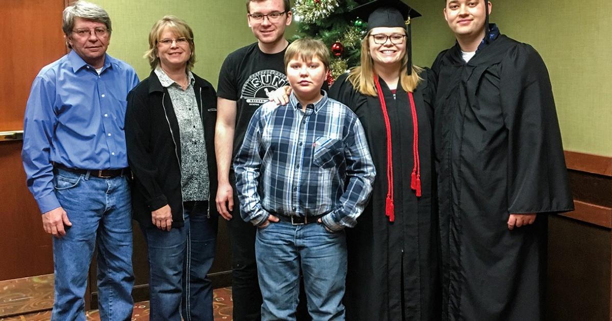 Courtesy Corey and Susie Nitschke and their sons, Shane, 25, and Dillon, 13, daughter Stacy, 26, and her fiancé, Eric Anderson, who both graduated from Minnesota State University Moorhead in December 2018.