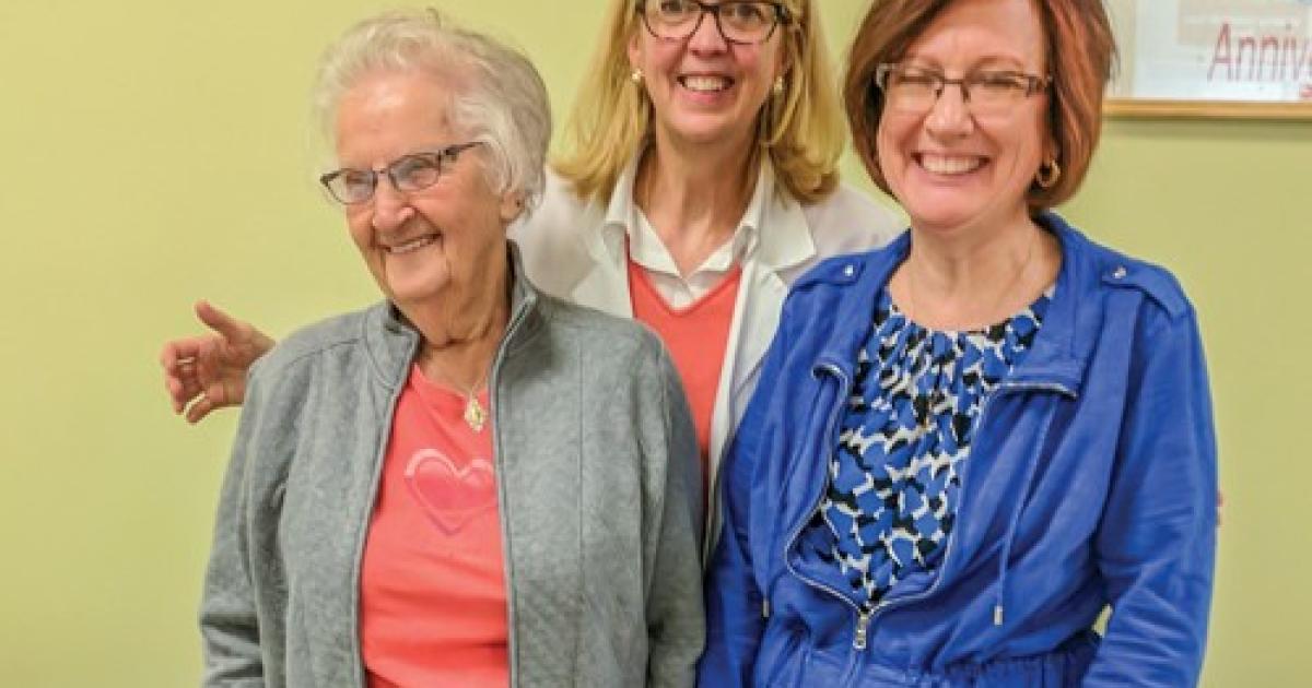 Dr. Mary Aaland, center, taught a “stop the bleed” class in Linton in November. The program teaches nonmedical people how to apply tourniquets and pack open bleeding wounds. Aaland has taught more than 130 people in the classes with the help of local emergency medical services providers.