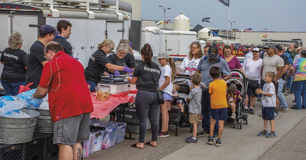 A free pancake and sausage breakfast is served to co-op members and attendees of KX/Co-op Day at the state fair.