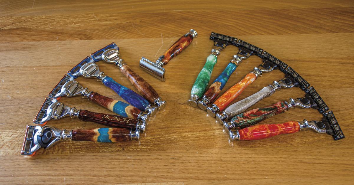 Badlands Shaving Co.’s wide range of razors are made from wood, resin or a combination of the two and can also be custom engraved.