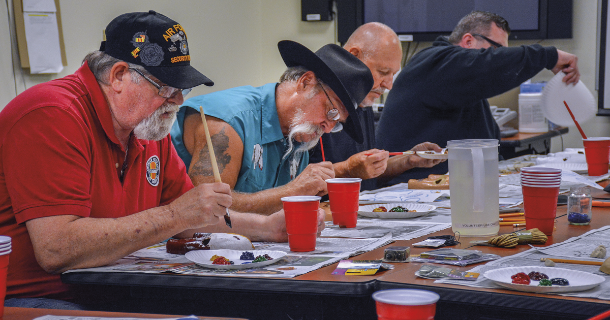 Local veterans create masks as part of an art therapy program at the Fargo VA that encourages the use of art to work through trauma. The meaning behind each mask is unique to the veteran artist, as masks are designed to depict personal experiences of trauma and recovery.