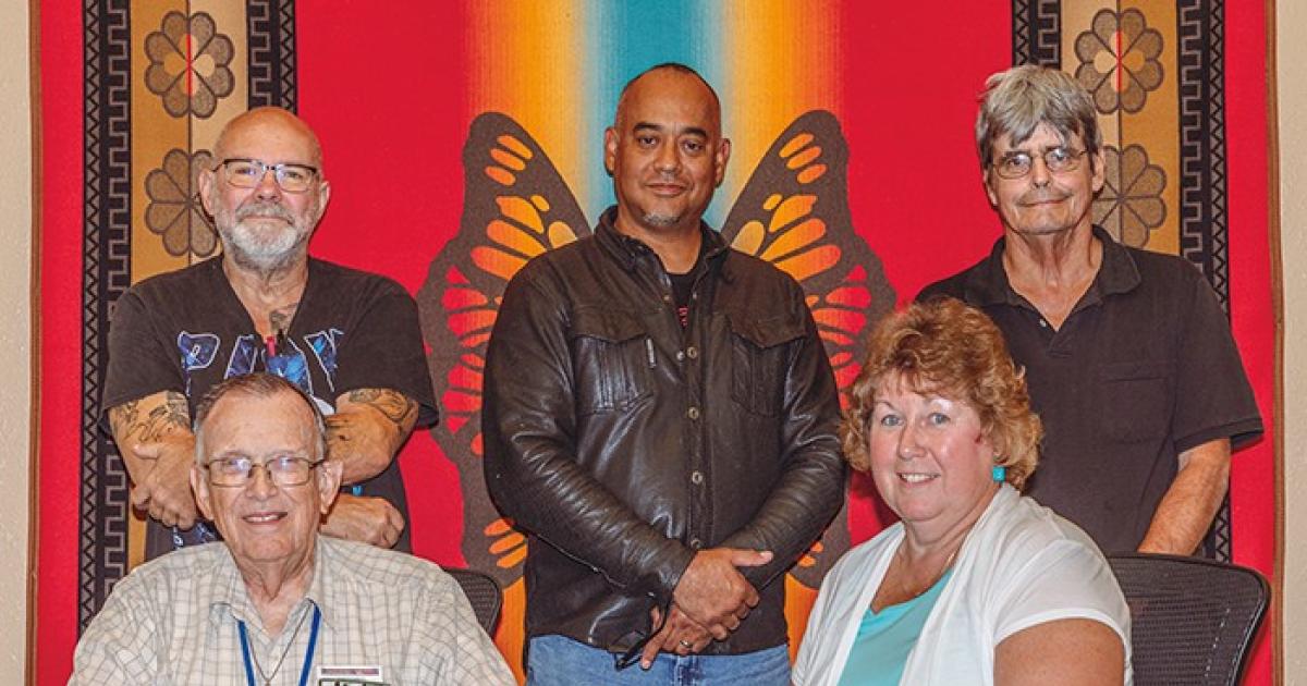 A dedicated group of Standing Rock community members have formed a steering committee to establish the Oyate Community Credit Union in Fort Yates, building off decades of local economic development and financial education efforts. Pictured (standing from left) are Erv Knuth, Joseph McNeil Jr., Mike McCafferty, Jonathan Anderson (sitting) and Bernie Harsche. Photo by NDAREC/Liza Kessel