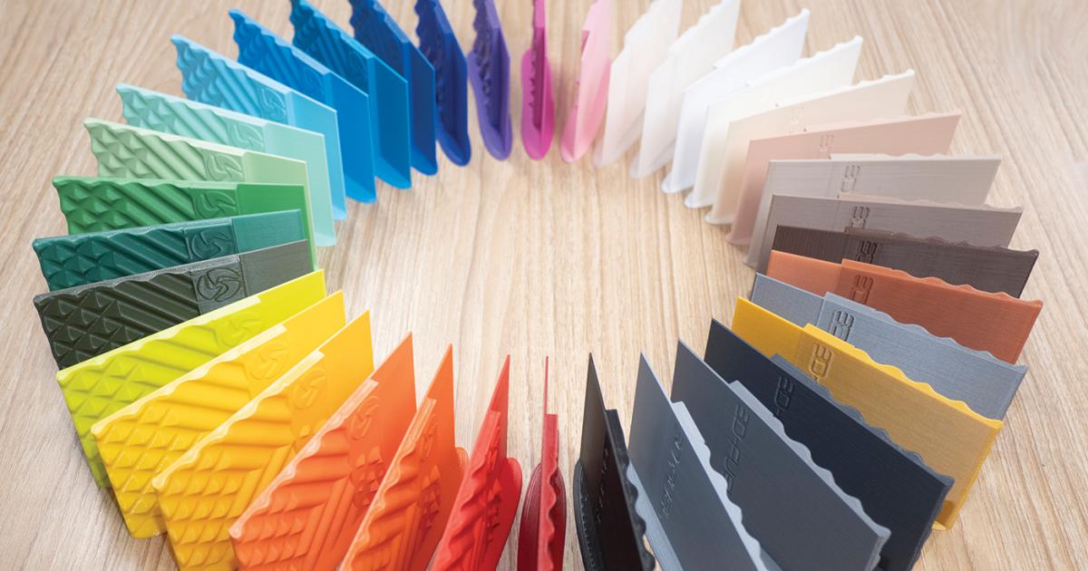 3D-Fuel’s printed samples of its offerings in color filament.
