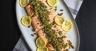 Salmon with Pistachio Gremolata